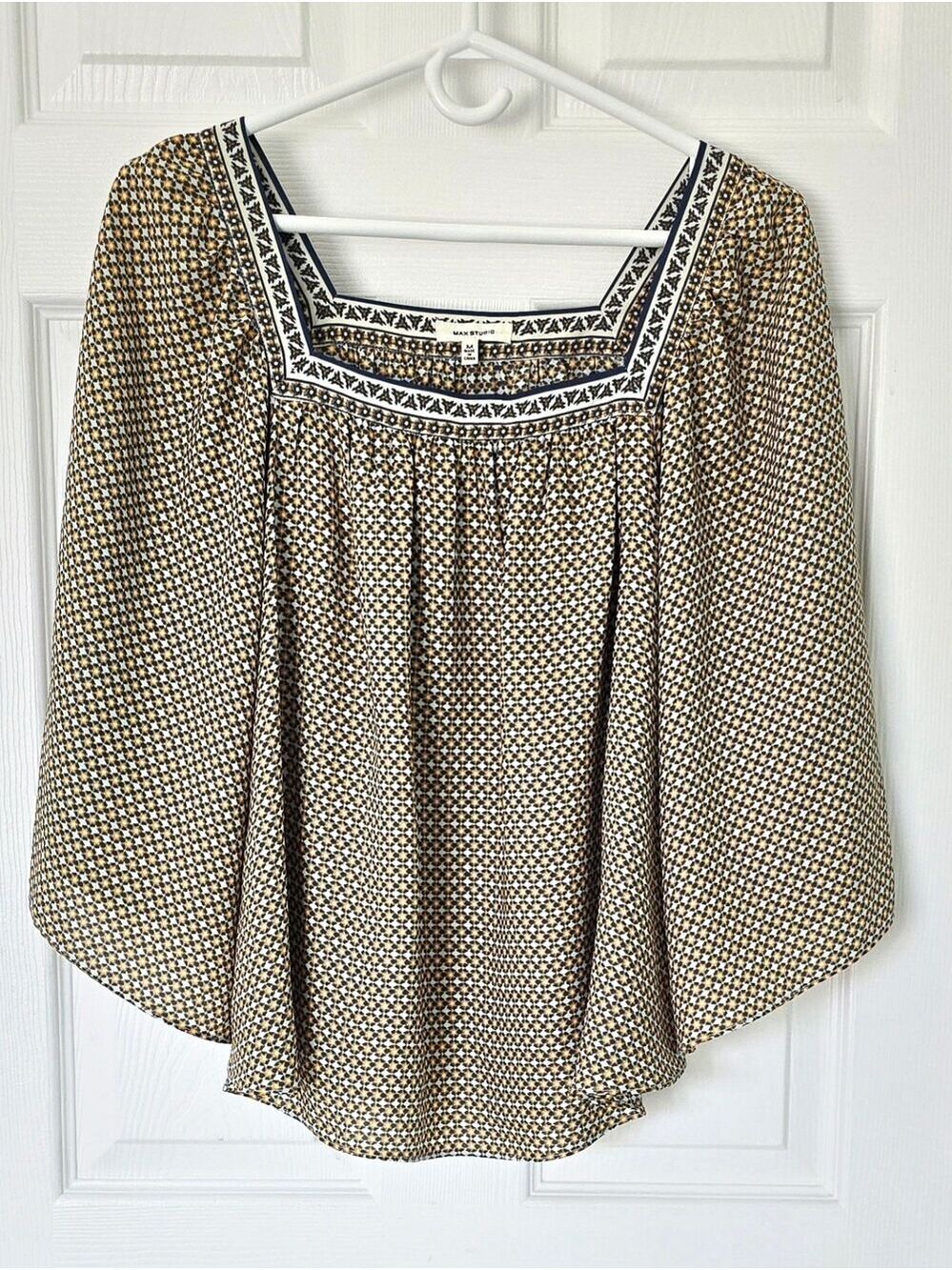 Max Studio Women's Square-Neck Boho Blouse Size M